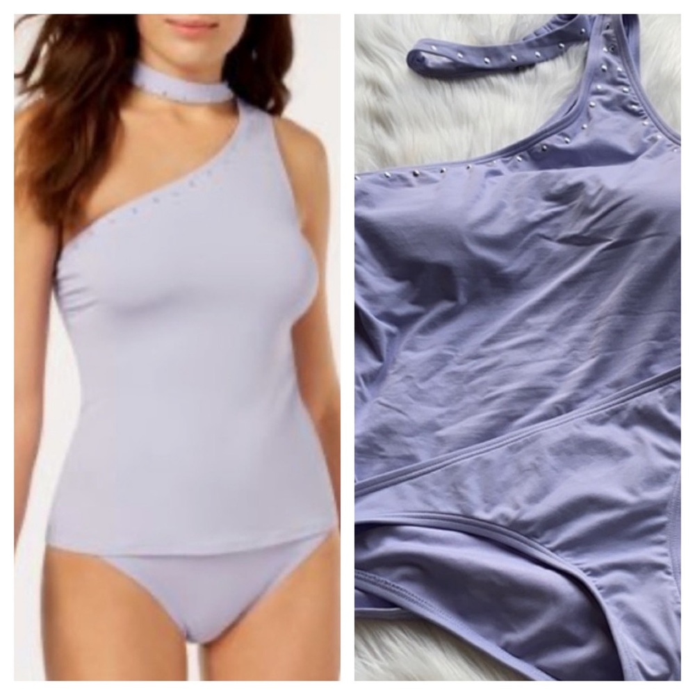 Michael Kors Choker Studded Tankini Resort Swim Bikini 2 Piece Designer Lavender